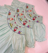 Load image into Gallery viewer, Ada Green Bear Smock Dress
