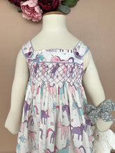 Load image into Gallery viewer, Unicorn light purple (Smocked Dress)