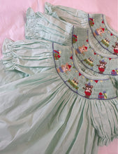 Load image into Gallery viewer, Ada Green Bear Smock Dress
