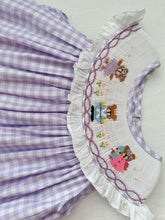 Load image into Gallery viewer, Athena purple Bear Smock Dress
