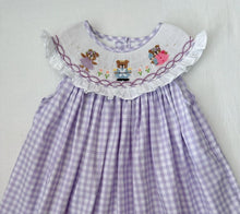 Load image into Gallery viewer, Athena purple Bear Smock Dress

