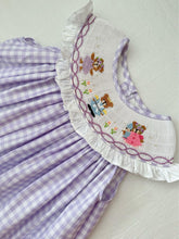Load image into Gallery viewer, Athena purple Bear Smock Dress
