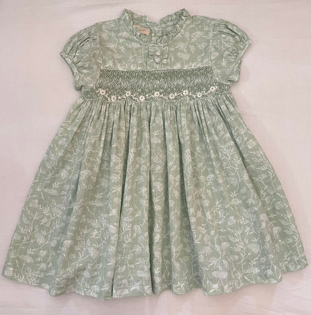Sage smocked dress